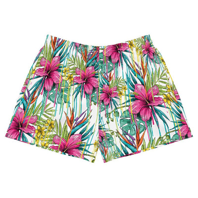 Hibiscus Women's Athletic Short Shorts - Ikan Island